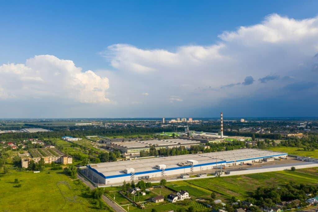 Aerial photo of an industrial site
