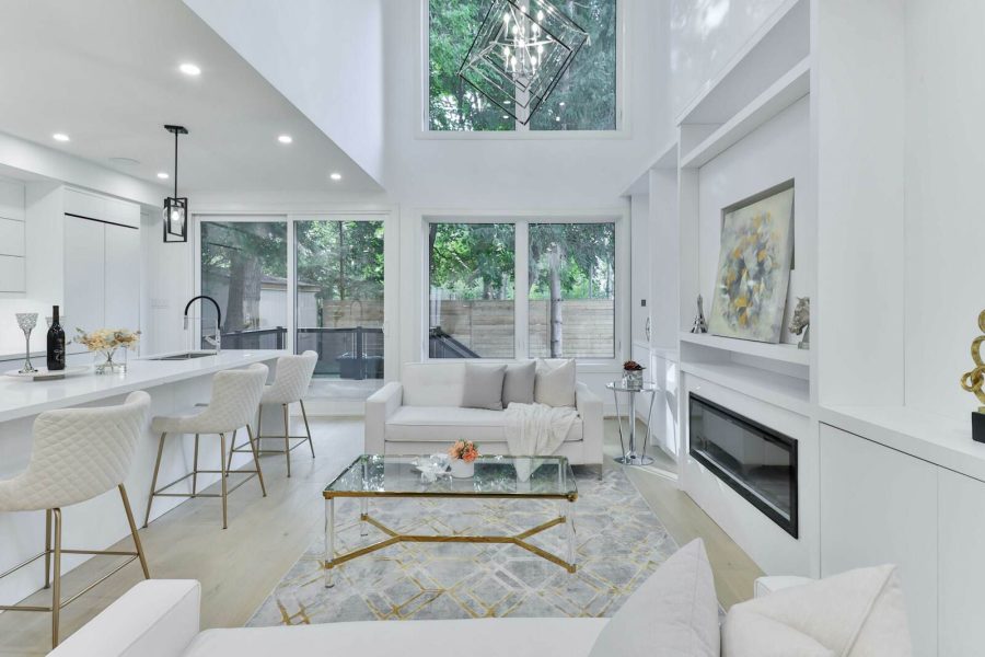 Living room with fireplace