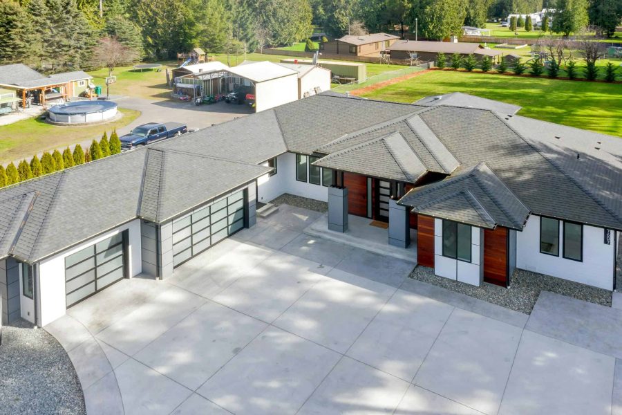 Aerial drone photo of a luxury home