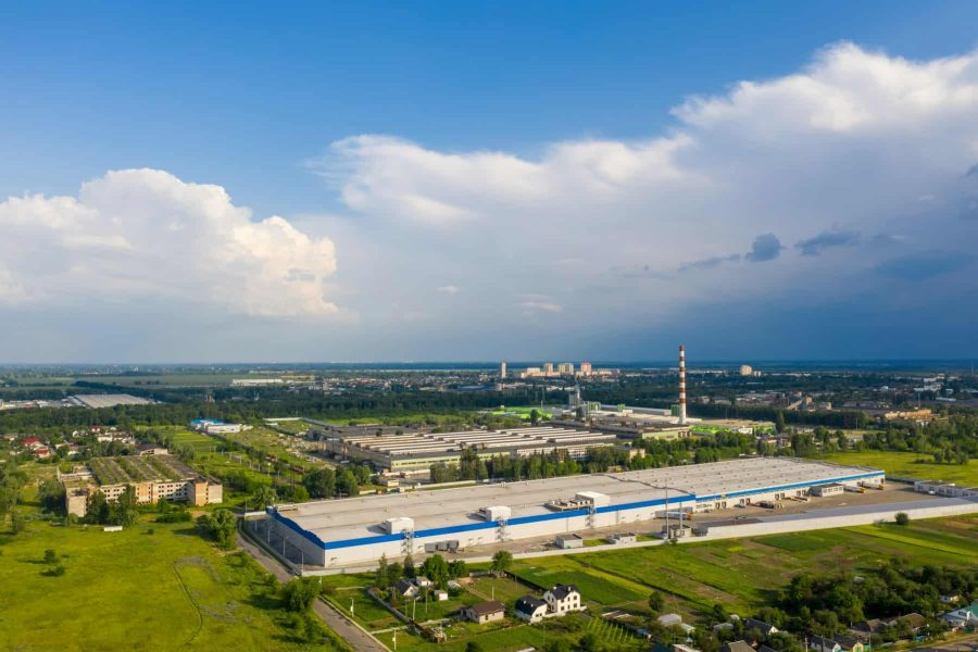 Aerial photo of an industrial site