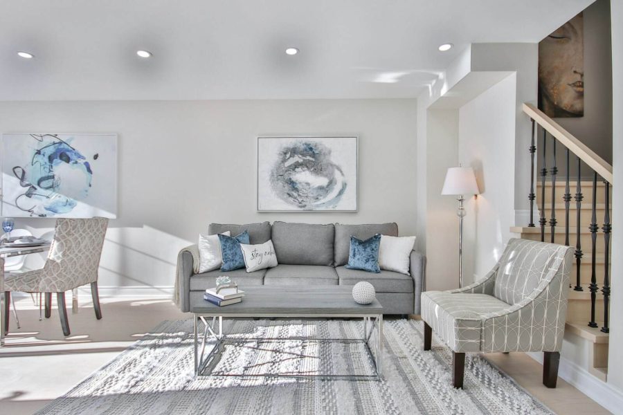 Living room with staircase