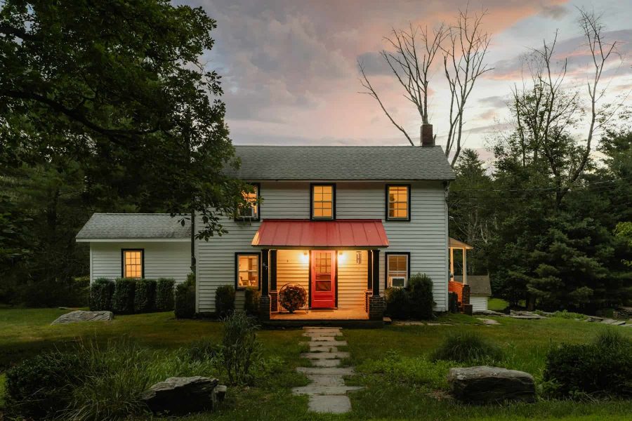Home exterior at dusk